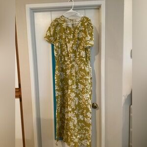 Womens Anthropologie The Somerset Floral Jumpsuit Yellow Green White X-LARGE